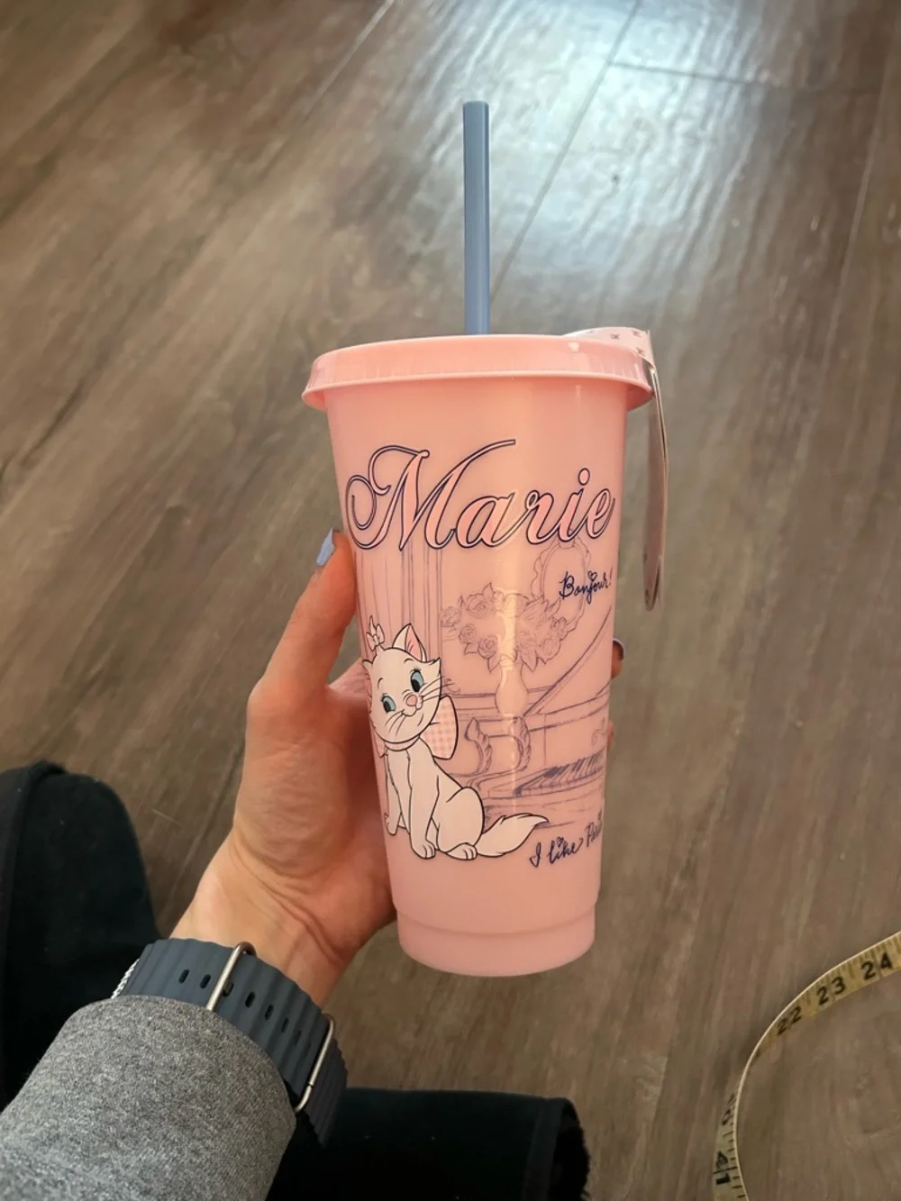 NWT Pink 'Marie' Illustrated Tumbler with Straw - Picture 2 of 2